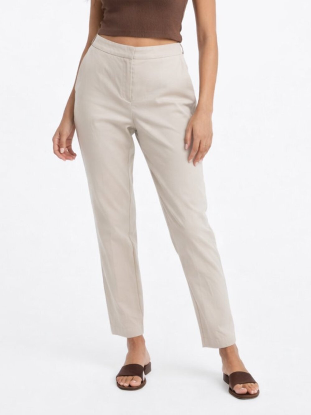Lauren Ralph Lauren Trousers Womens 6 Tan Slim Leg Side Zip Stretch Pants